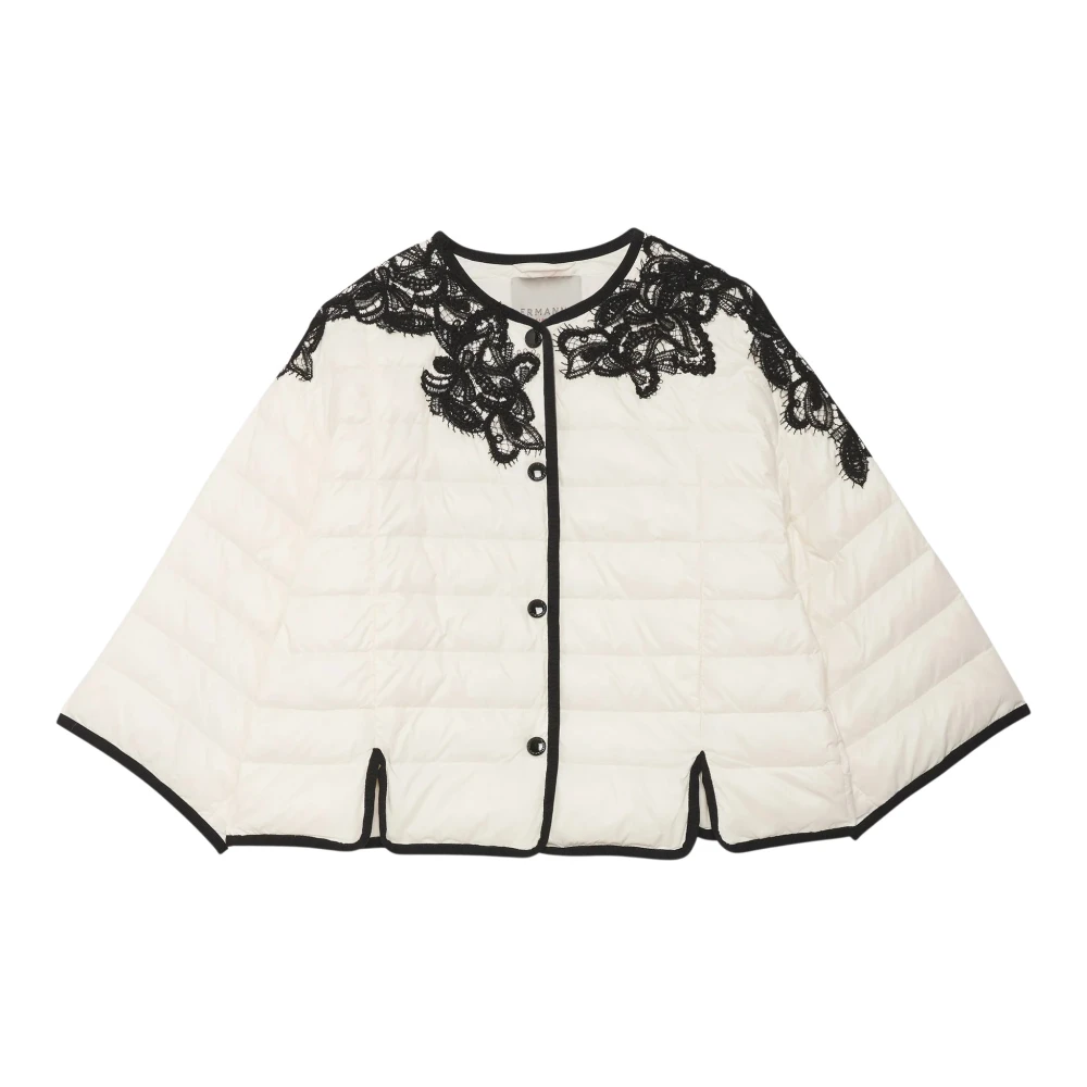 Ermanno Scervino Gewatteerde nylonjas met veren vulling White Dames