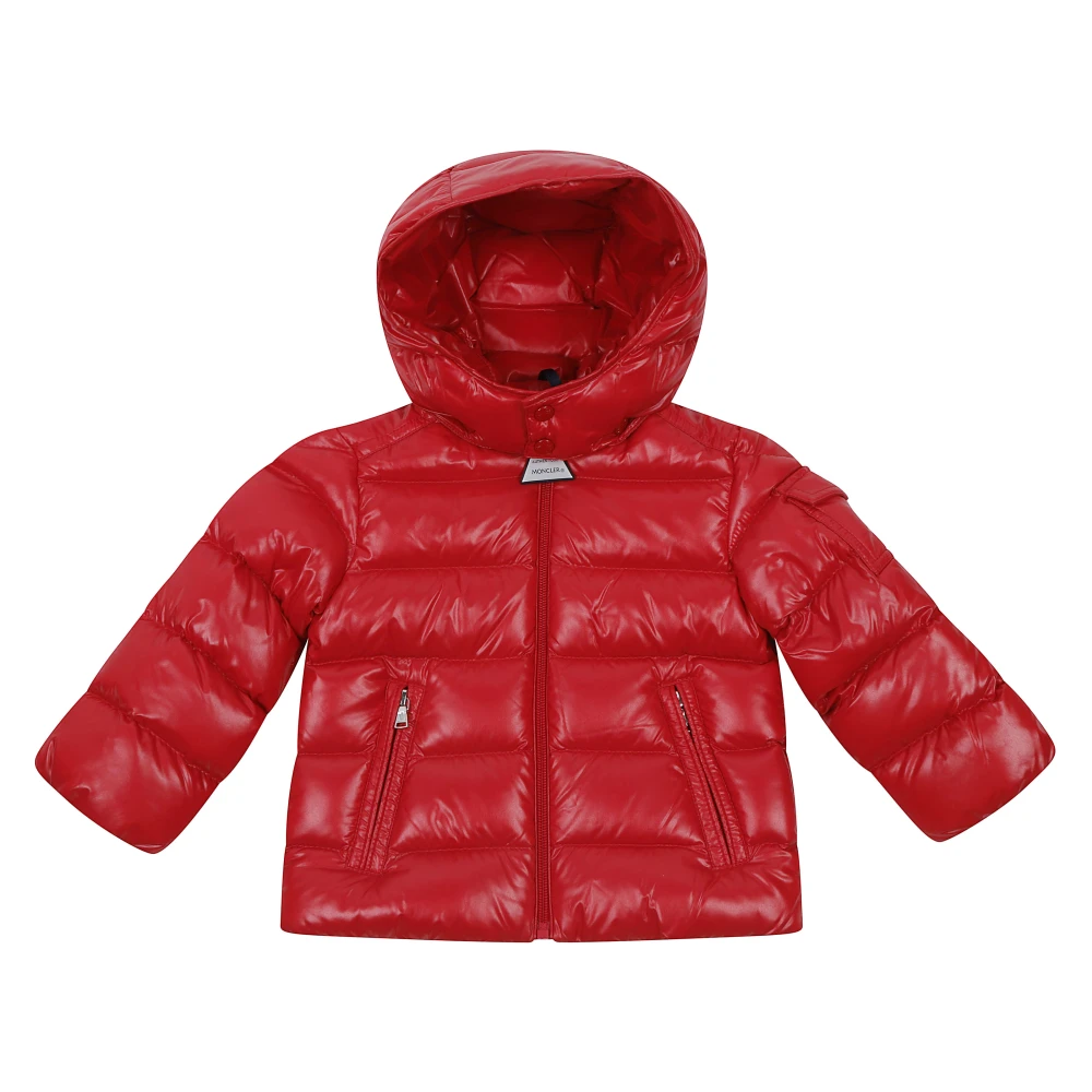 Moncler , Winter Jackets, Male, Red, 3 Y, Maya Hooded Short Down Jacket
