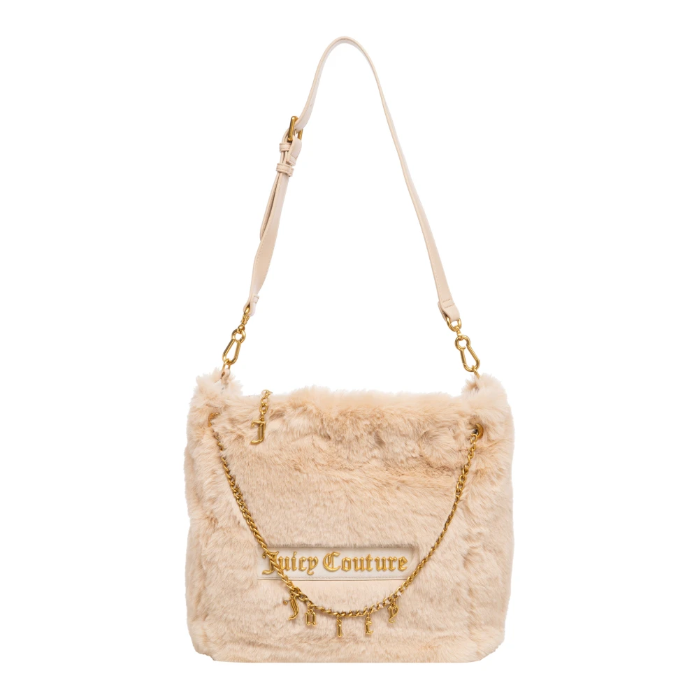 Juicy Couture Beige Schoudertas van Nepbont met Omkeerbaar Logo Beige Dames