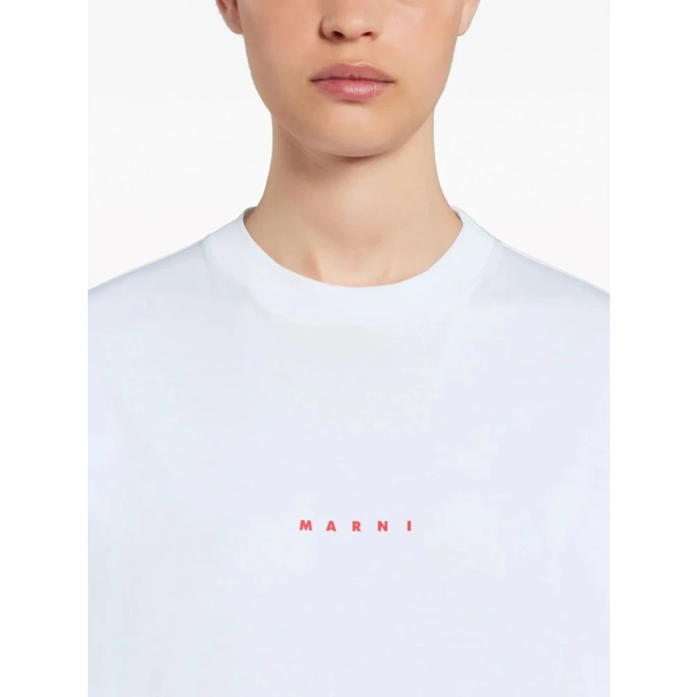 Marni Logo-print Katoenen T-shirt White Dames