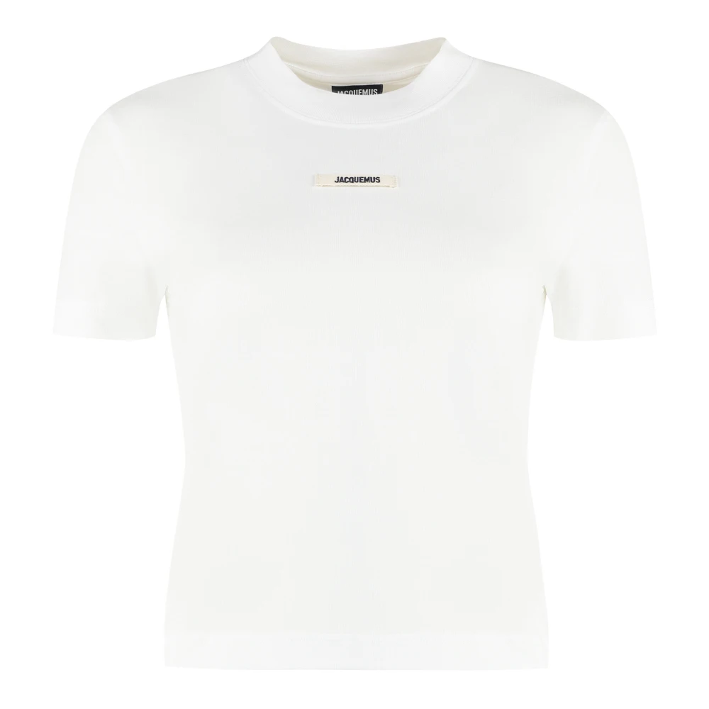 Jacquemus Geribbelde crew-neck T-shirt in katoenmix White Dames