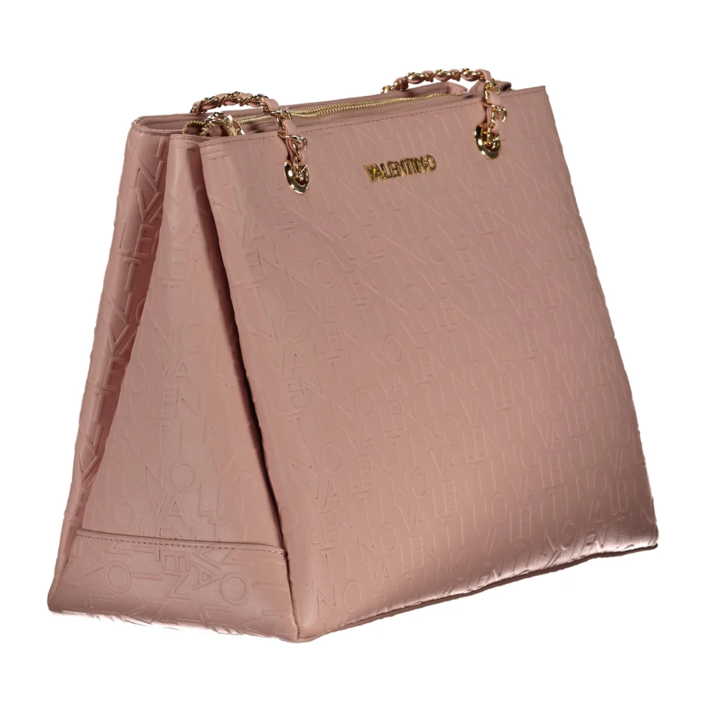 Valentino by Mario Valentino Roze Schoudertas met Ketting en Ritssluiting Pink Dames