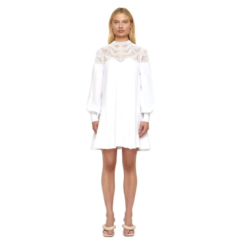 RIANI Linnen jurk met macramé ontwerp White Dames