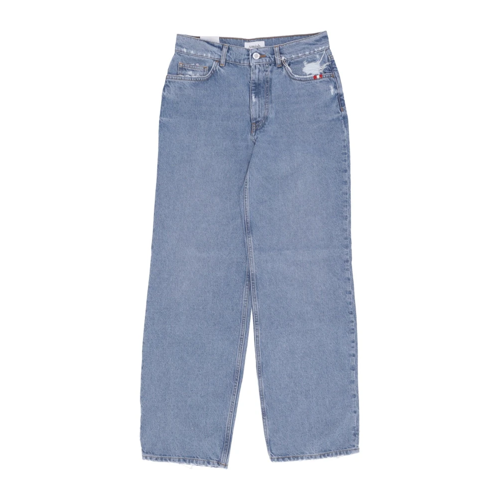 Amish Women's Blue High Waist Relaxed Fit Denim Jeans W28