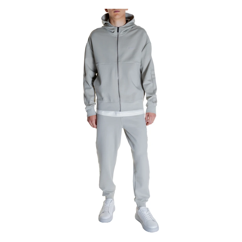 Calvin Klein Geëmbosseerd Logo Sweatshirt Collectie Katoen Polyester Elastaan Gray Heren