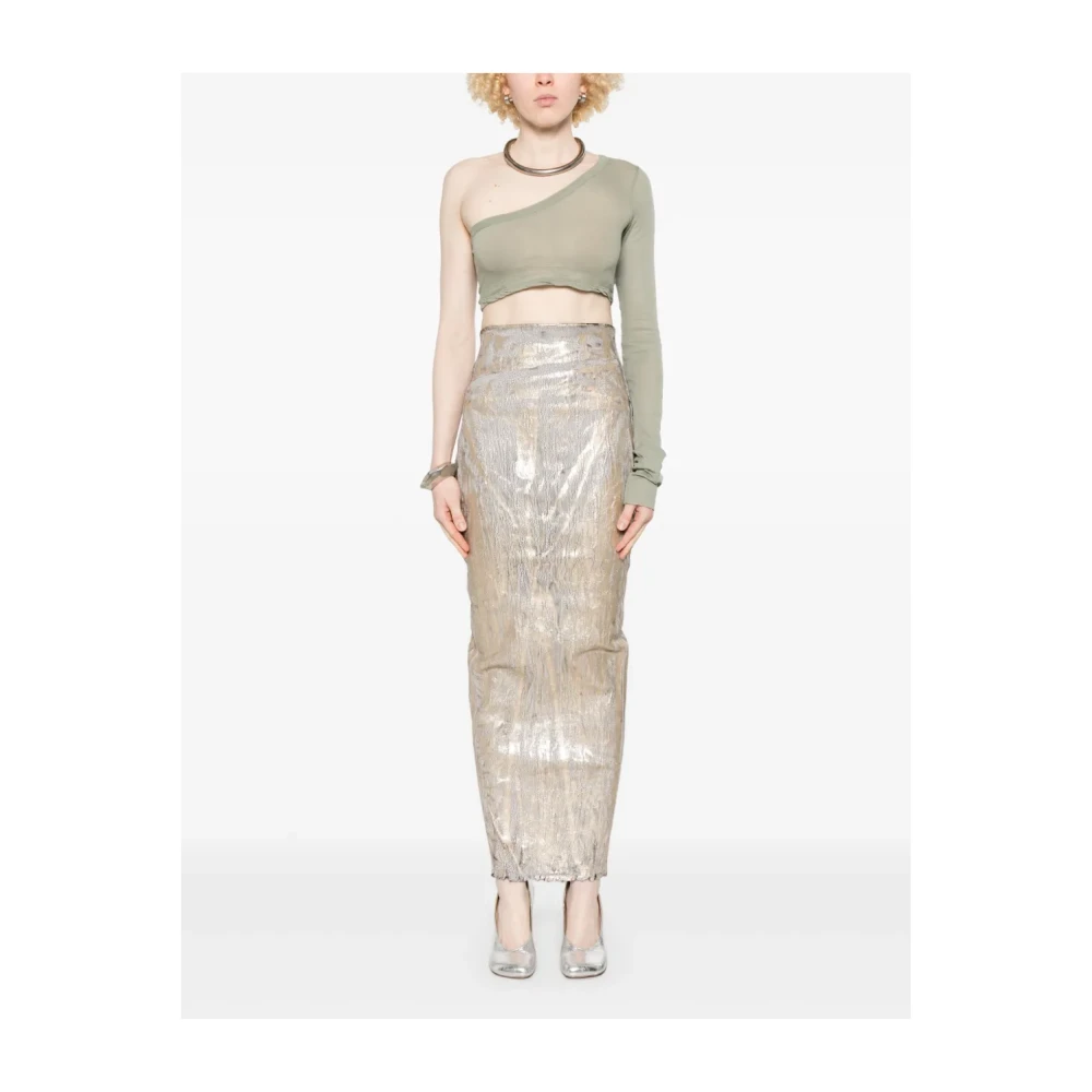 Rick Owens Gouden Rok met Rafelzoom Yellow Dames