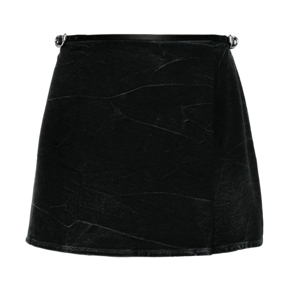 Givenchy Zwarte Katoenen Denim Rok met Wassing Black Dames