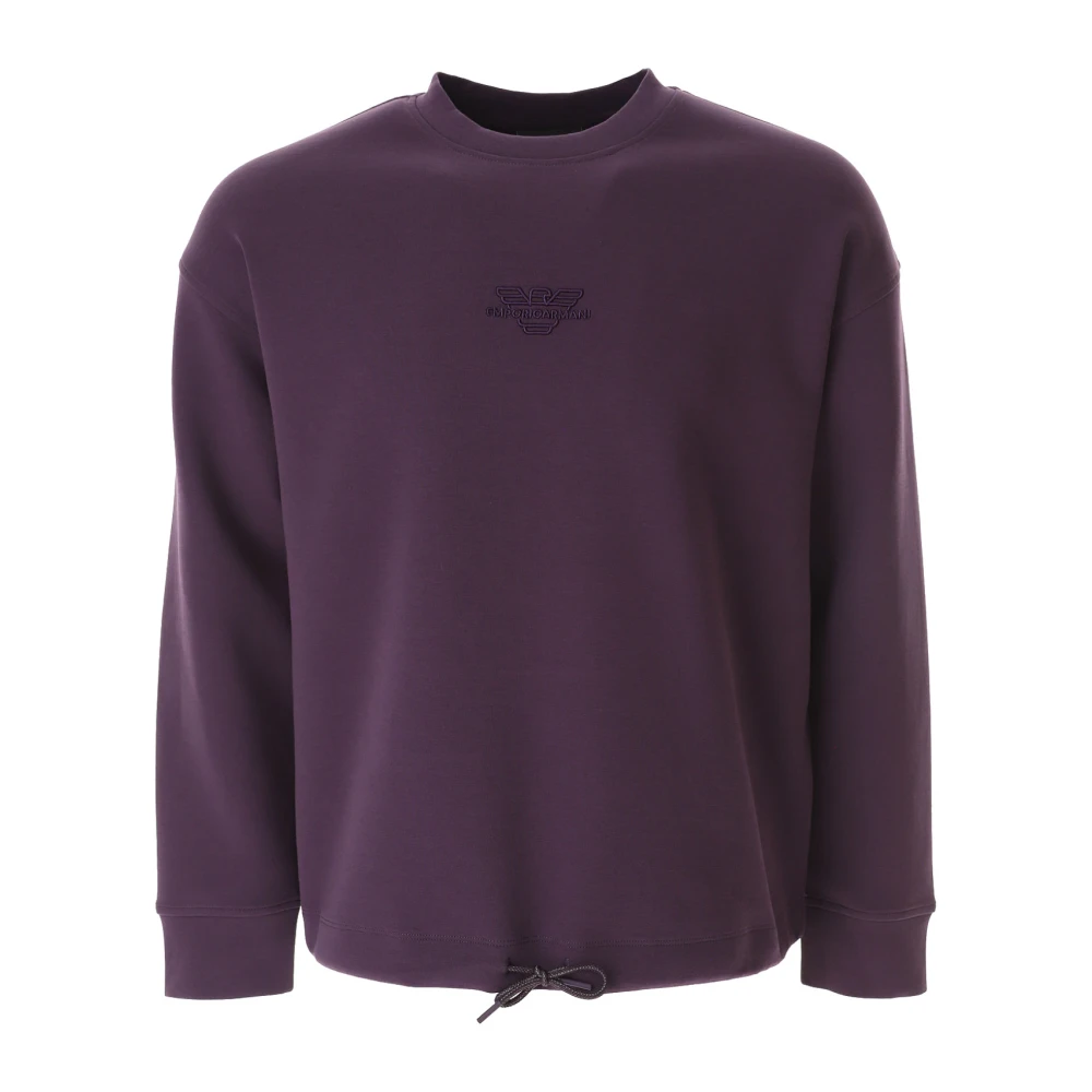 Emporio Armani Paarse Sweatshirt met Adelaar Logo en Tekst Purple Heren