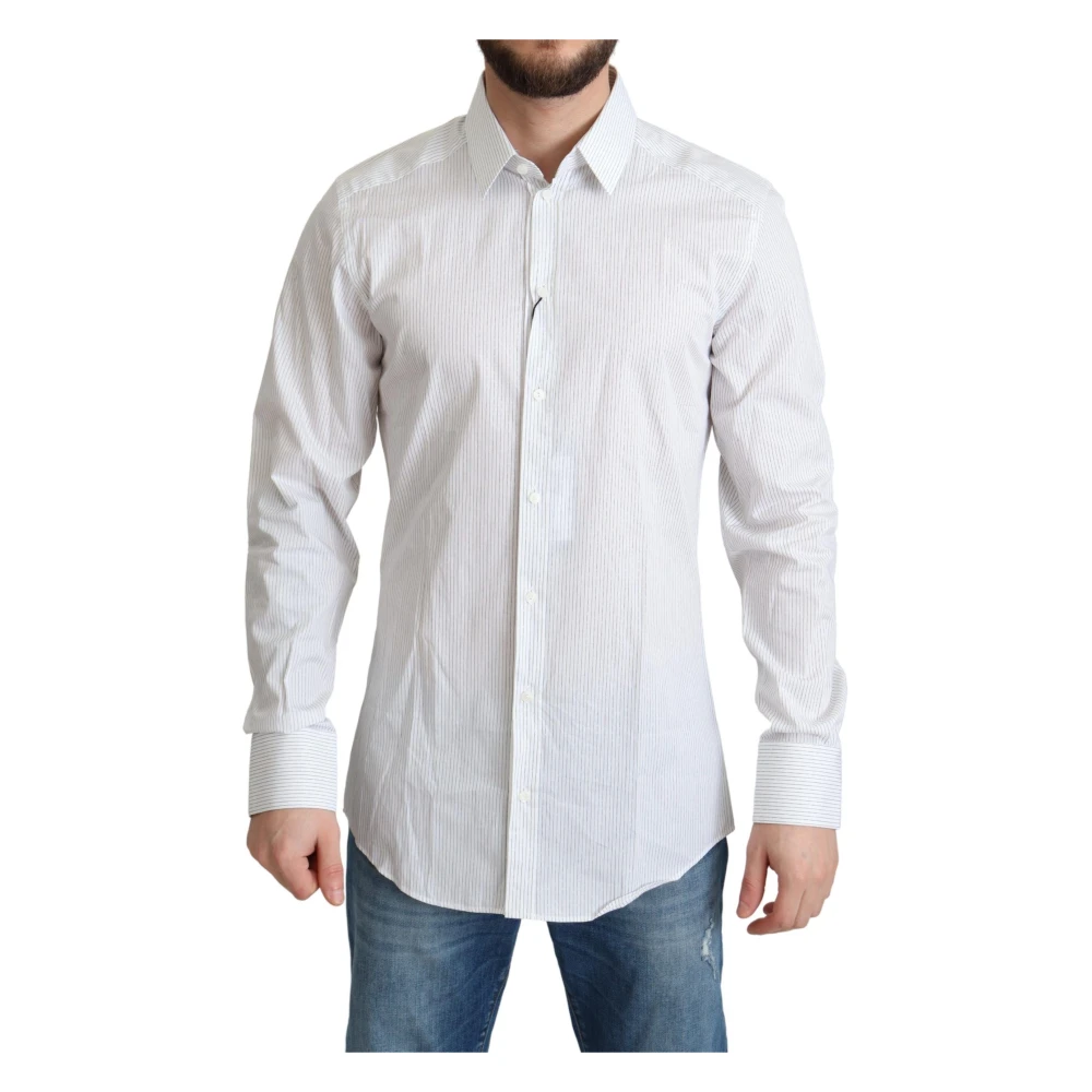 Dolce & Gabbana Men's White Stripes Cotton Formal Dress Shirt - Casual Shirts - M - Shirts