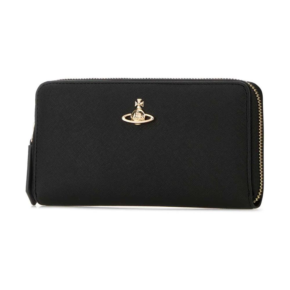 Vivienne Westwood Klassieke Zwarte Leren Portemonnee Black Dames