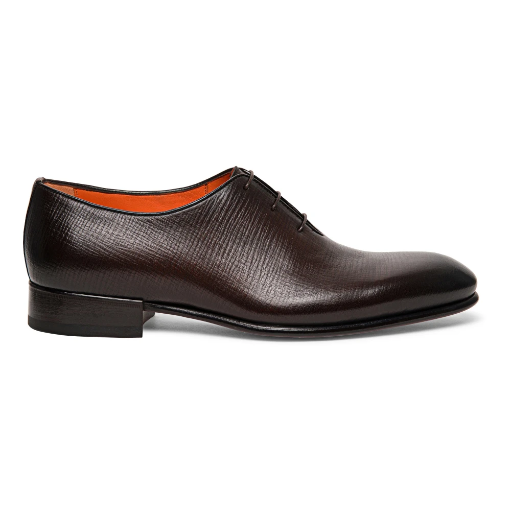 Santoni Texturerade Oxford-skor i läder Brown, Herr