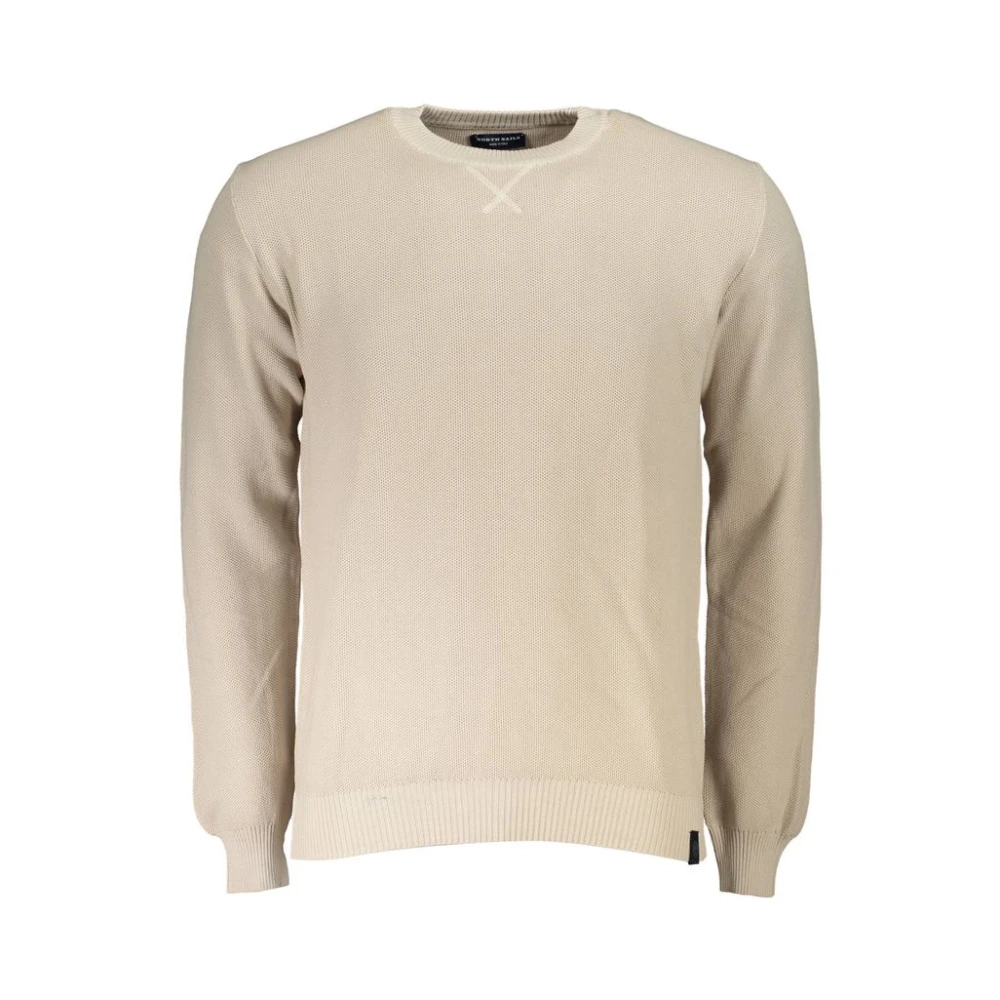 North Sails Beige Cotton Jumper With Contrasting Details - Male - Round-Neck Knitwear - Beige - M - Knitwear