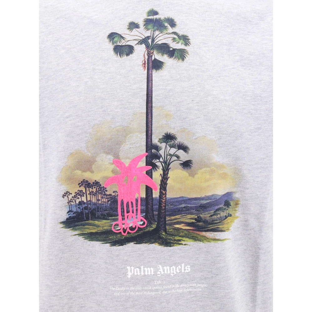 Palm Angels Grijze Crew-Neck T-Shirt Gray Heren