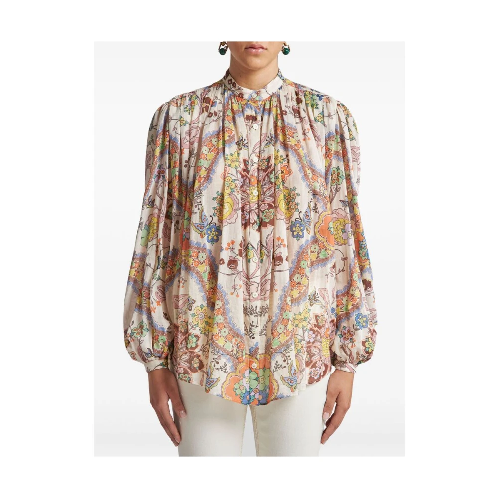ETRO Beige Blouse met Bisschopsmouwen Multicolor Dames