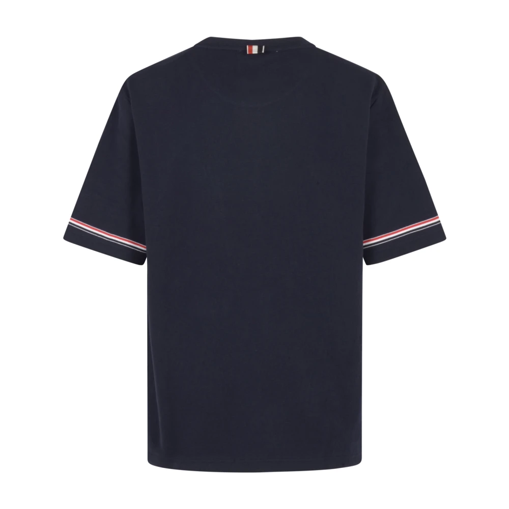 Thom Browne Blauw Crewneck T-shirt met RWB-detail Blue Heren