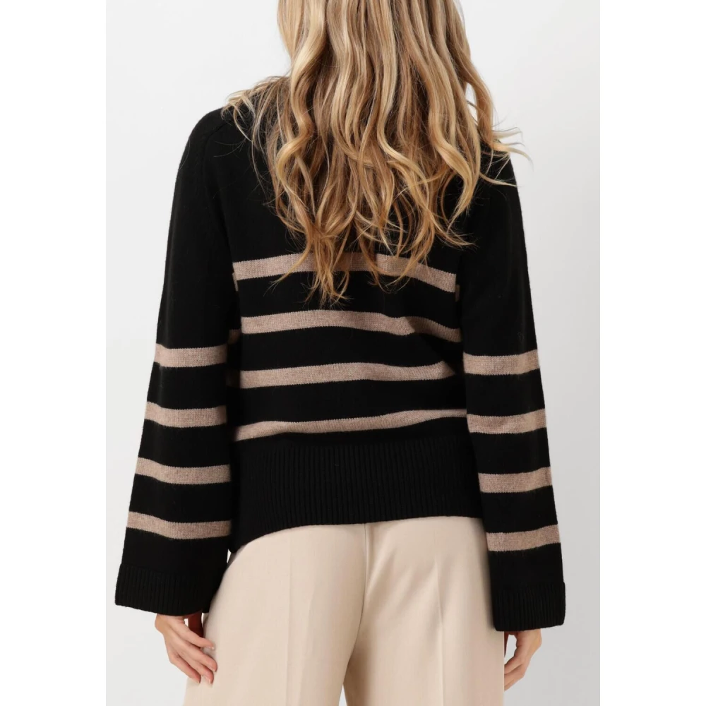 Co'Couture Button Stripe Trui Maja Stijlvol Black Dames
