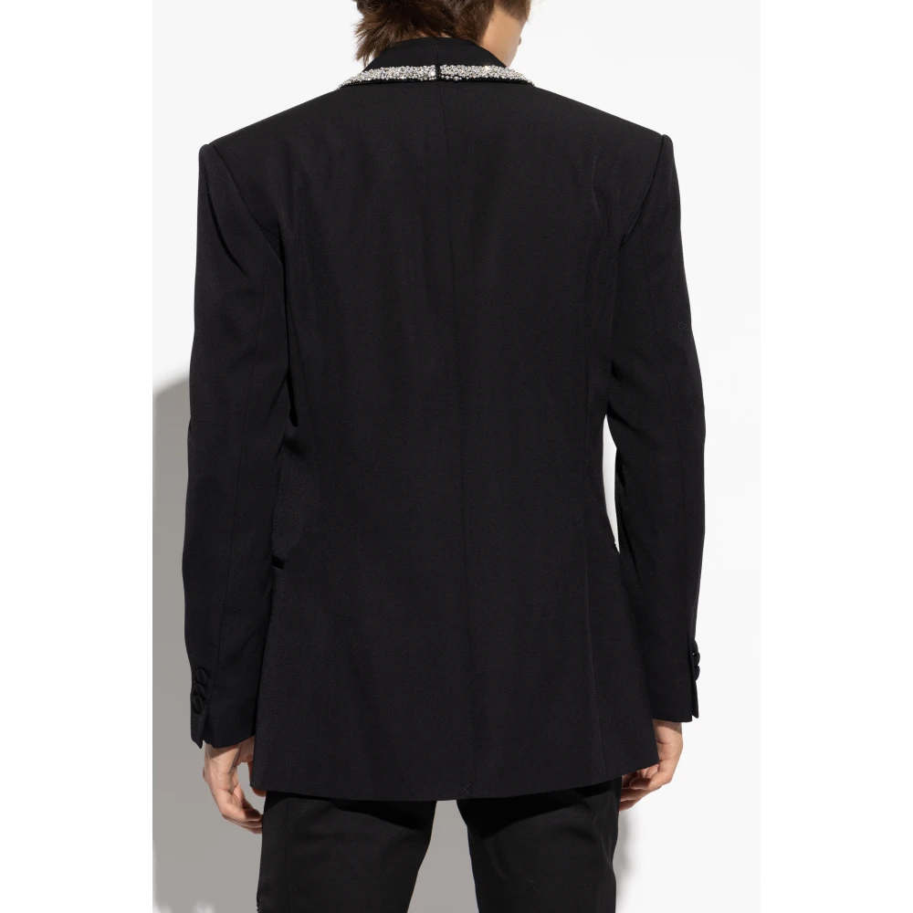 Balmain Blazer met glinsterende applicaties Black Heren
