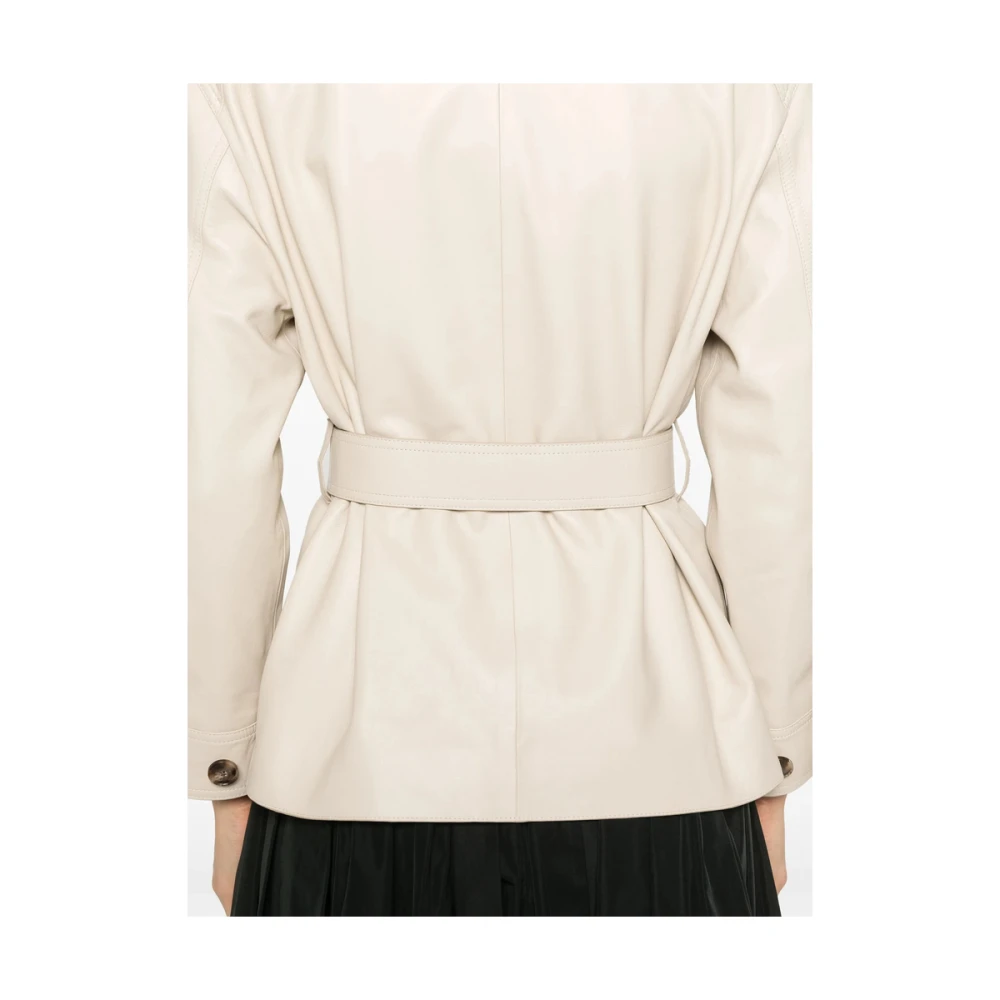 Yves Salomon Beige leren bovenkleding met riem White Dames