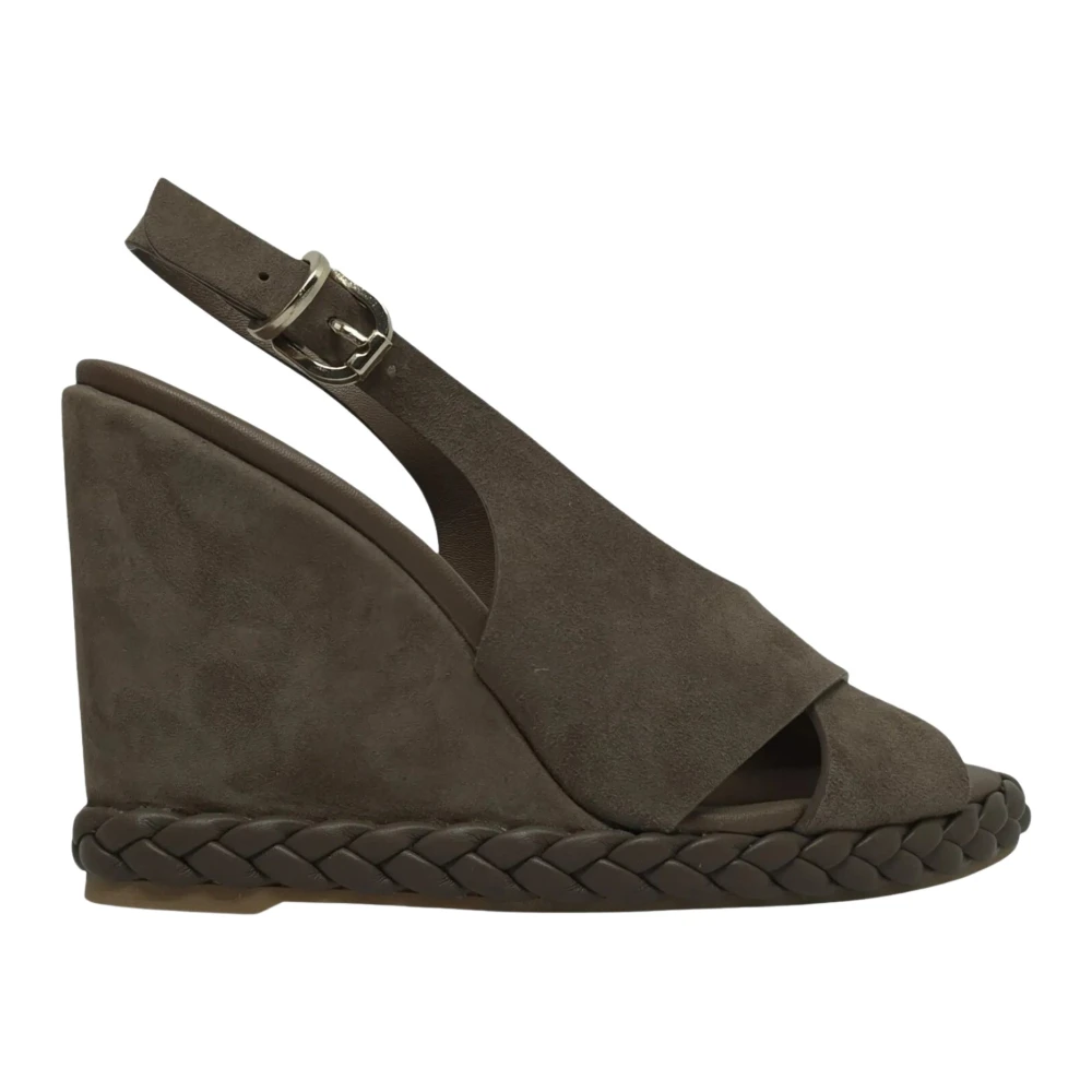 CASTANER Suede Braided High Wedge Sandal, Brown, Size 37, Women - Image 2