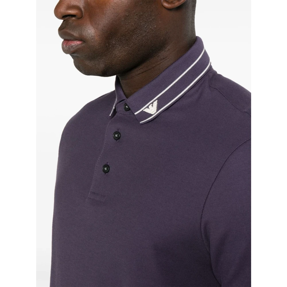 Emporio Armani Paarse Polo Shirt met Logodetails Purple Heren