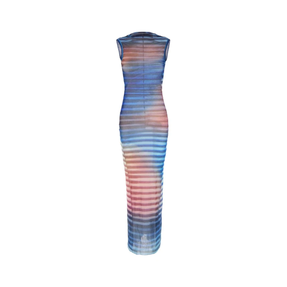 Jean Paul Gaultier Multicolor Randig Maxiklänning I Mesh