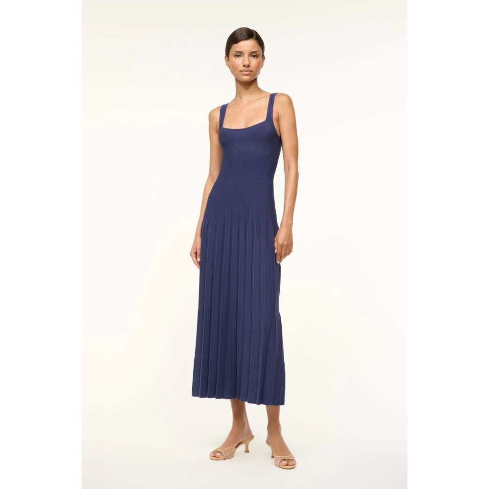 Staud Geplooide Midi Jurk Blue Dames