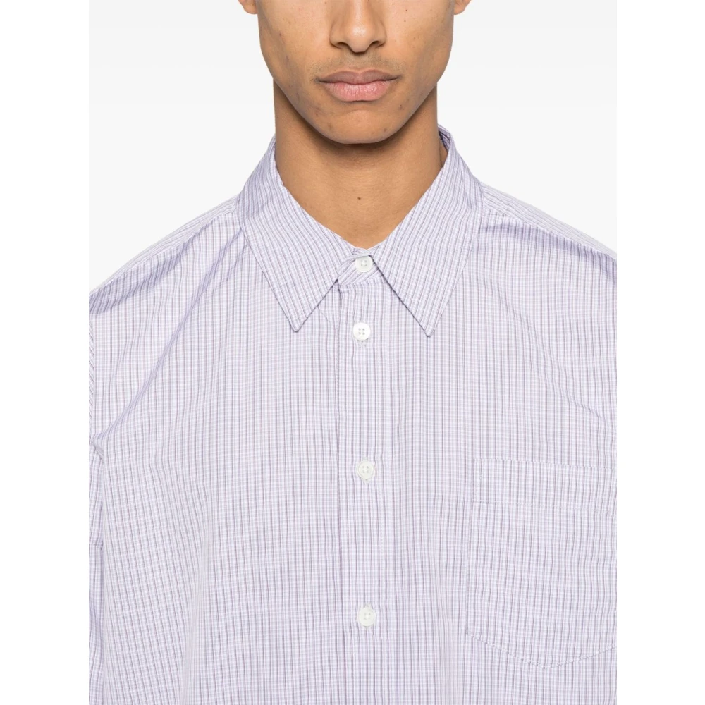 Our Legacy Geruite Poplin Overhemd Blue Heren