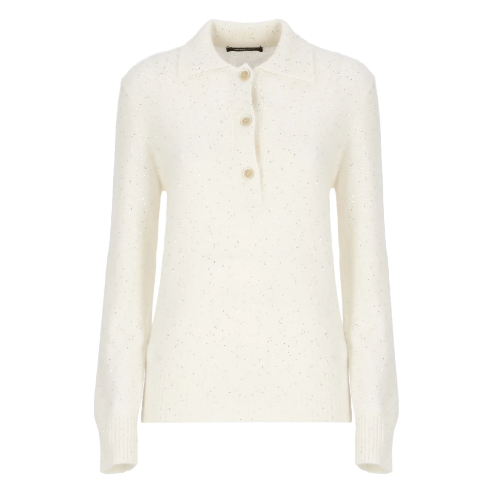 Fabiana Filippi Ivoor Wollen Trui met Pailletten Beige Dames