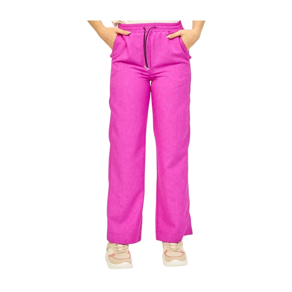 Jijil Fuchsia Straight Leg Trousers Pink Dames