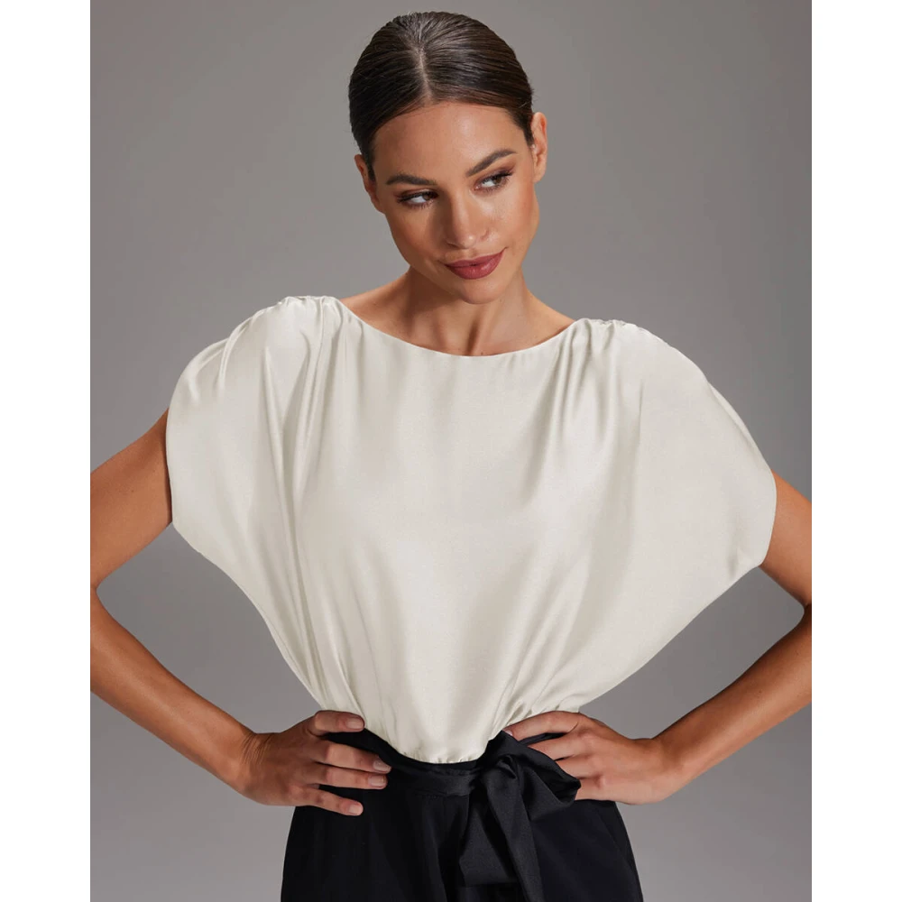 Swing Elegante Zwart en Wit Jumpsuit Black Dames