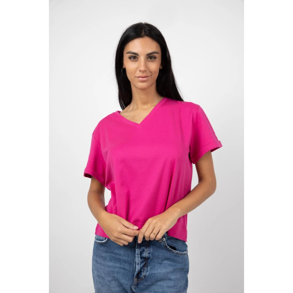 Gran Sasso V-Hals T-Shirt Pink Dames