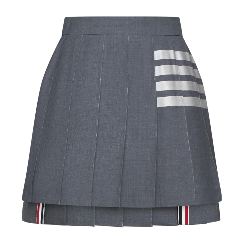 Thom Browne Women's Gray Pleated Wool Mini Skirt - Short Skirts - Xs - Skirts