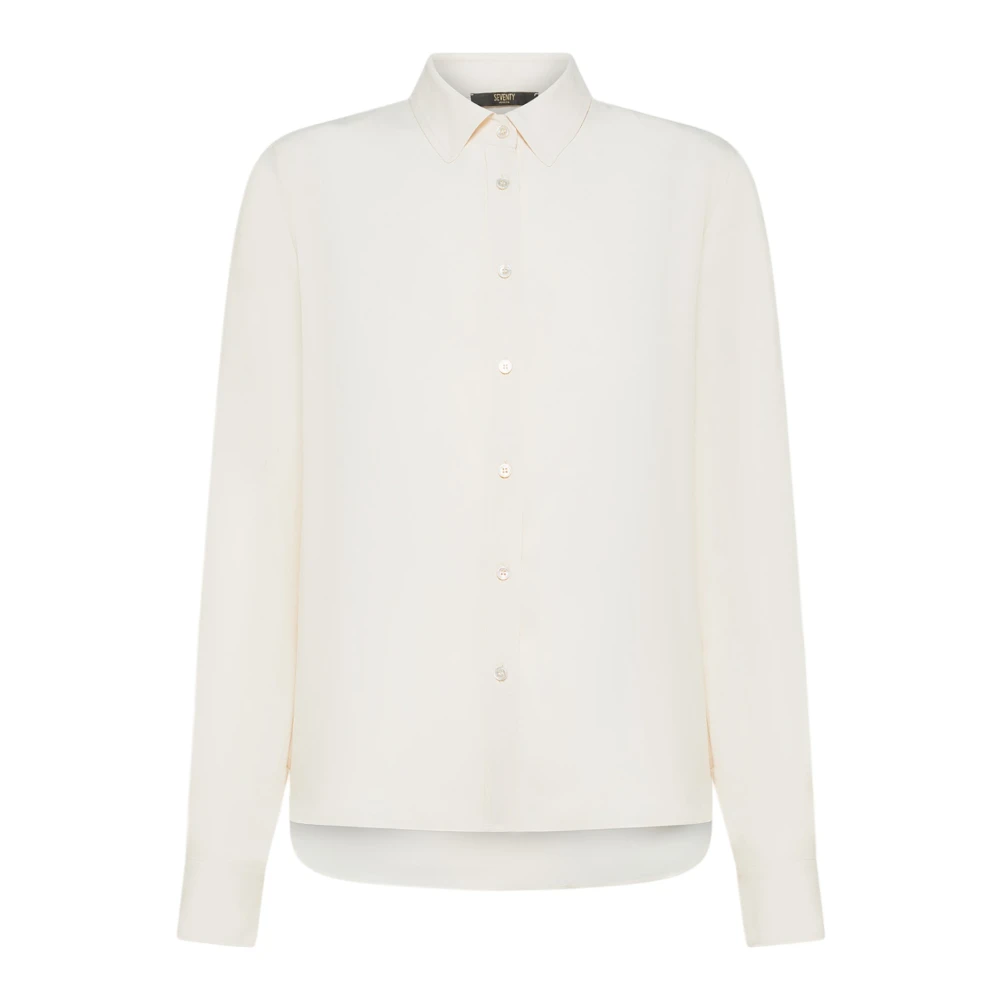 Seventy White Crepe Silk Shirt - Female - Shirts - L - Blouses & Shirts