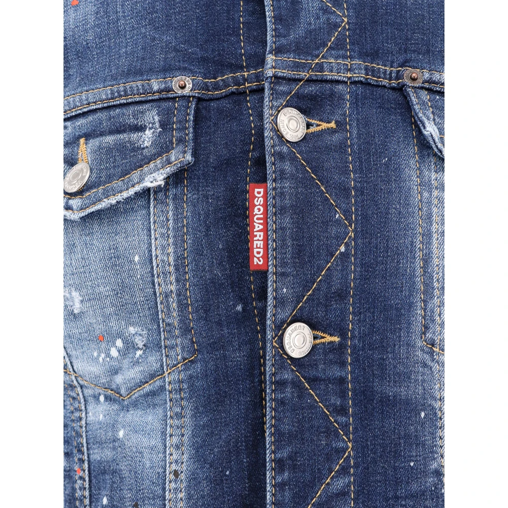 Dsquared2 Destroyed Effect Denim Jack Blue Heren