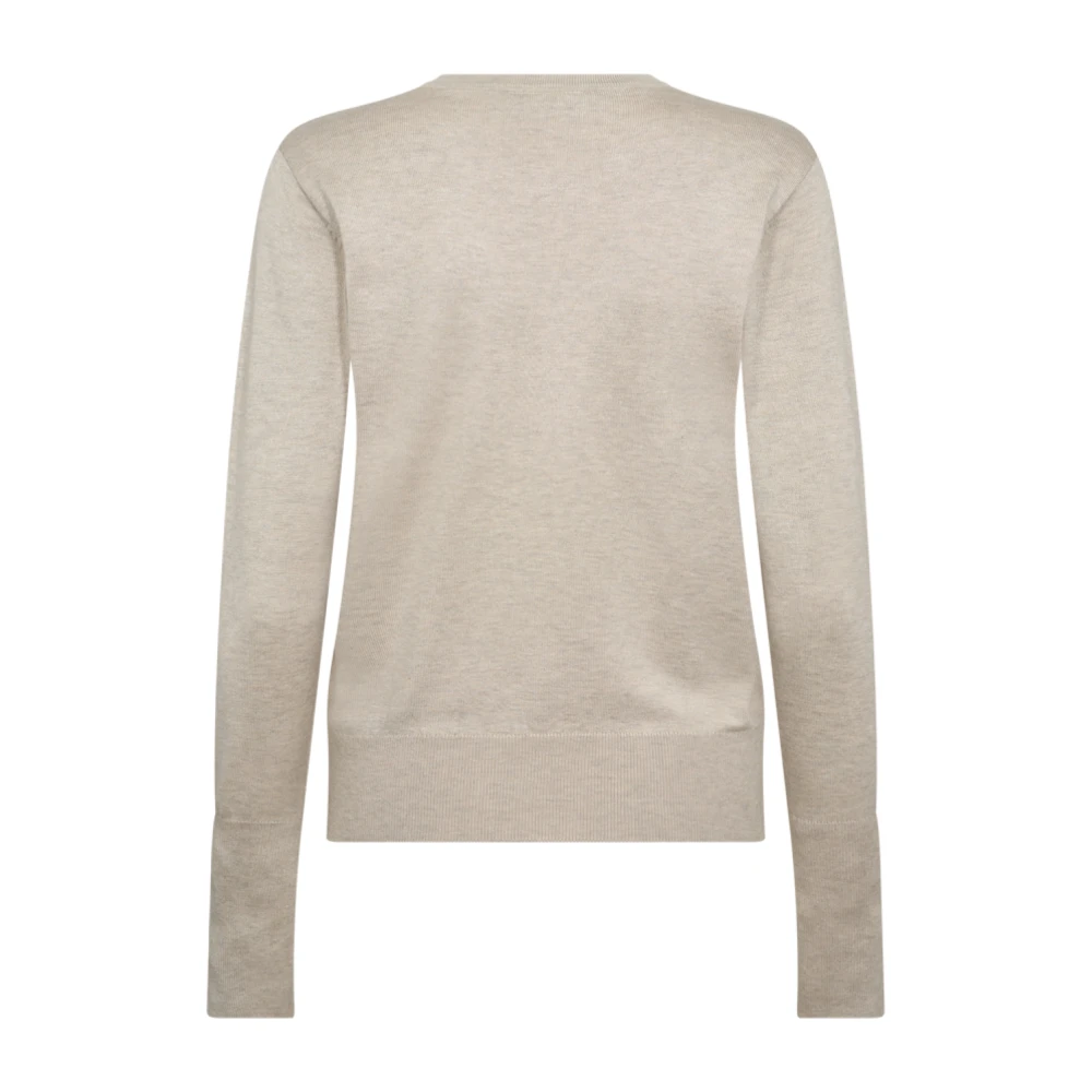 Freequent Beige Ronde Hals Trui met Knoopdetail Beige Dames