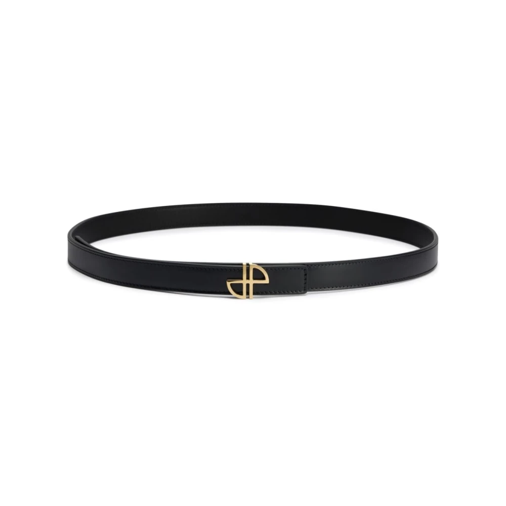 Patou Zwart Leren Logo Gesp Riem Black Dames