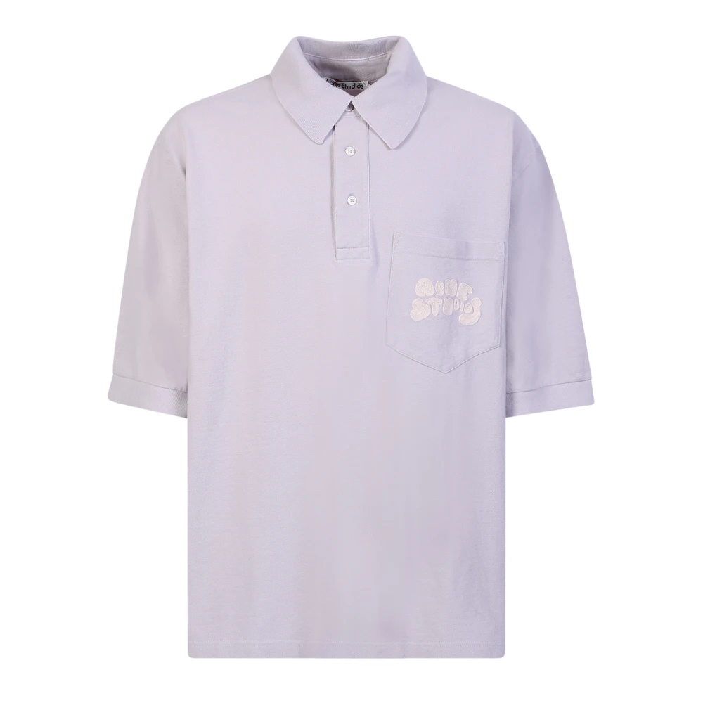 Acne Studios Men's Purple Polo Shirts, M, Polo T-Shirt With Embroidered Logo