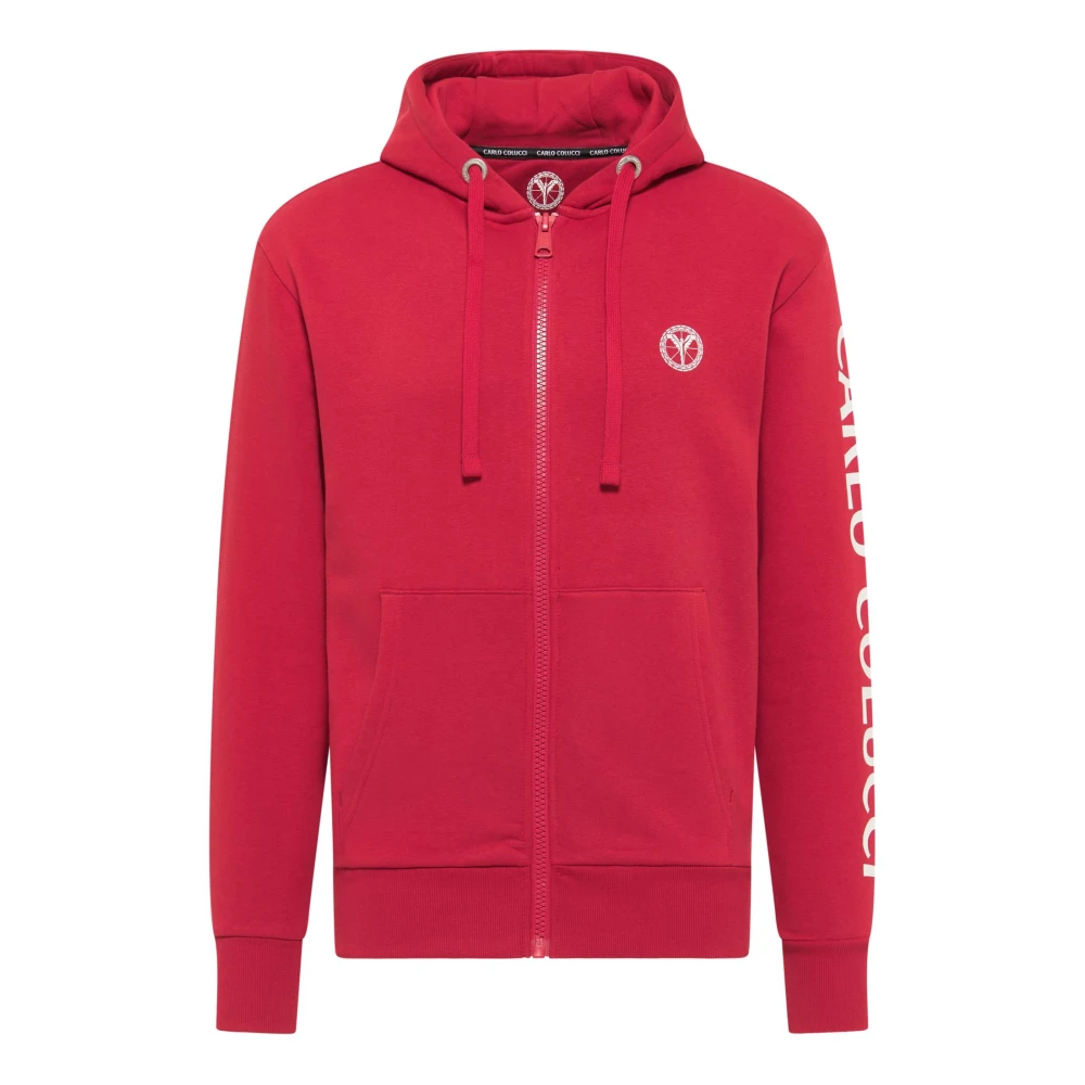Carlo Colucci Men's Red Unique Zip-Through Sweatshirt For