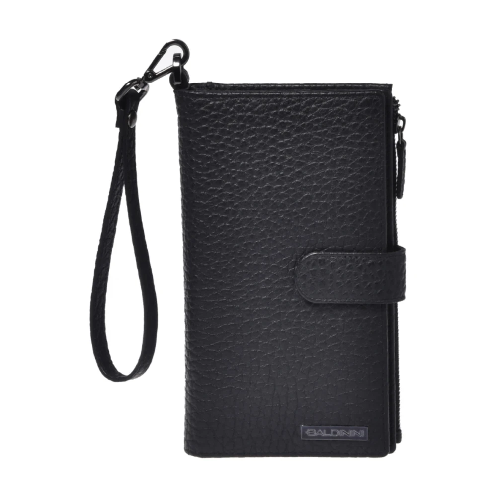 Baldinini Men's Black Wallets & Cardholders, One Size, Tumbled Leather Zipped Wallet