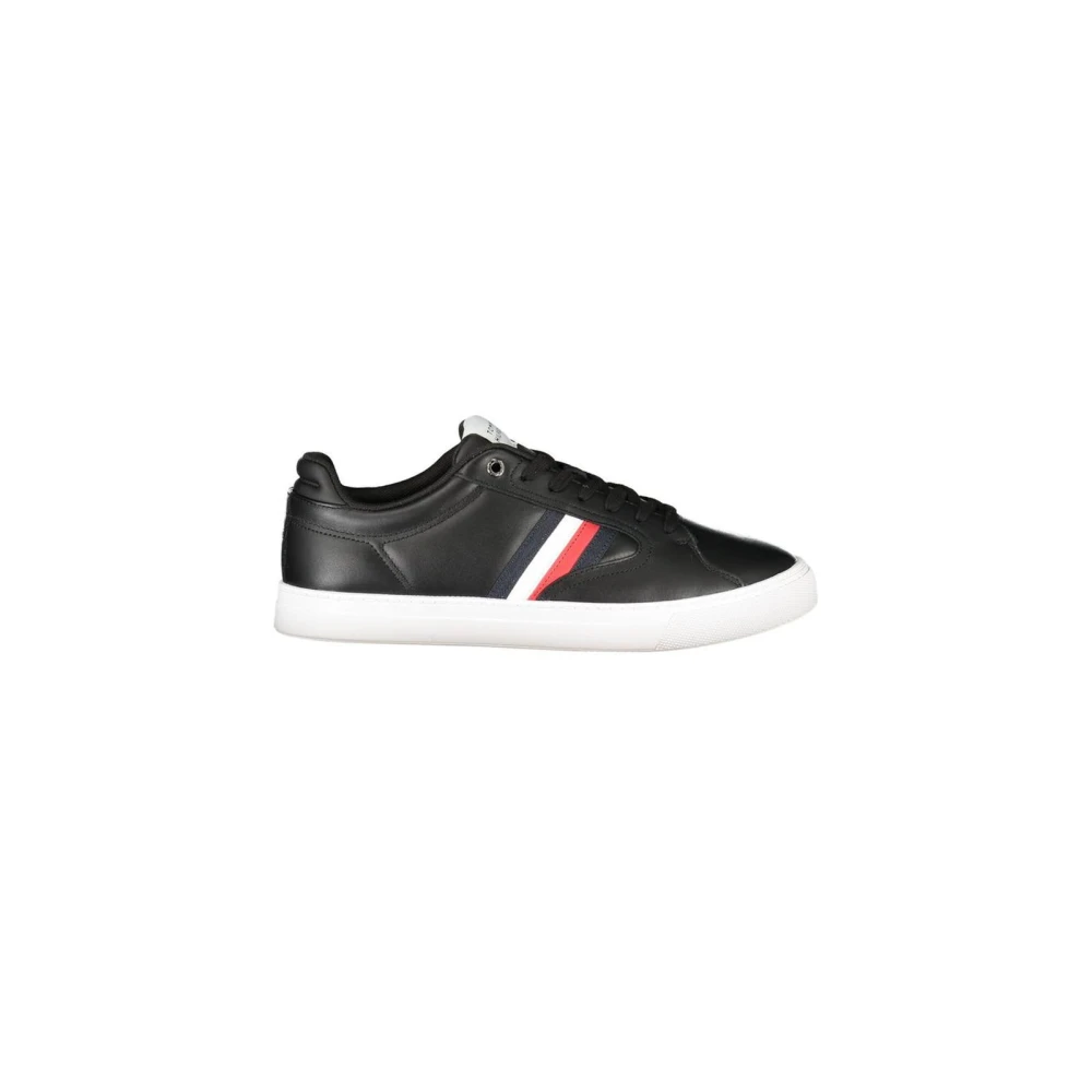 Tommy Hilfiger Men's Black Leather Lace-Up Sneakers