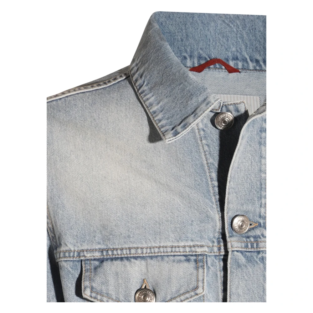 BRUNELLO CUCINELLI Lichte Denim Jas met 4 Zakken Blue Heren