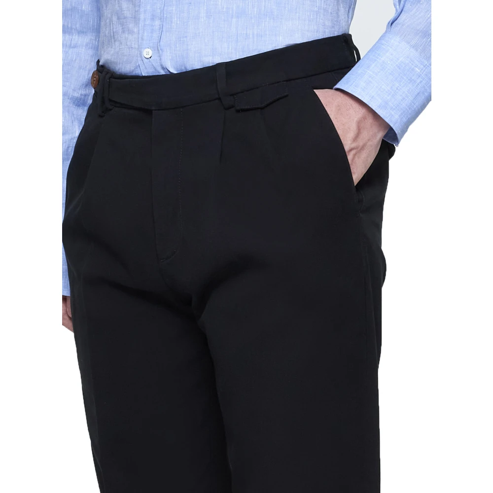 BRUNELLO CUCINELLI Zwarte Katoenen Broek met Voorflapzak Black Heren