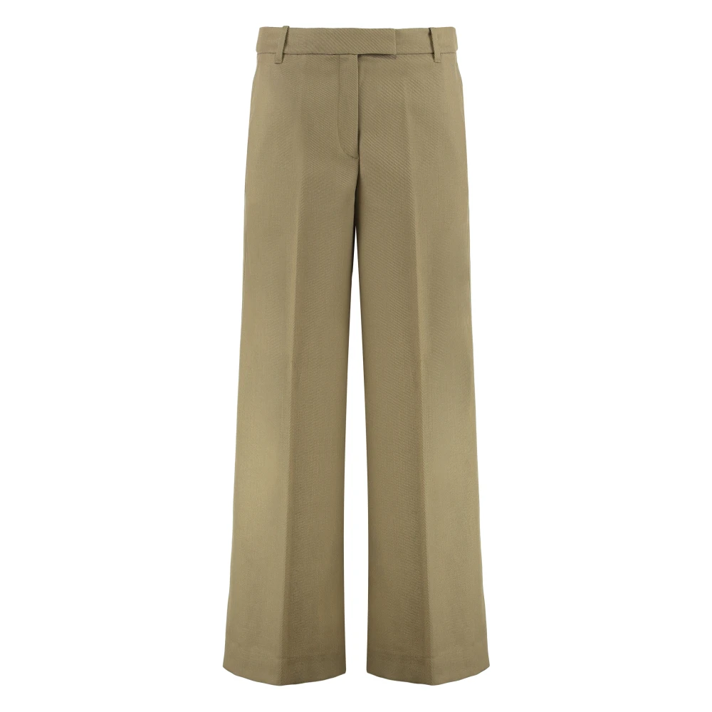 Calvin Klein Brown Wool Gabardine Wide Leg Trouser - Female - Wide Trousers - 2XS - Trousers