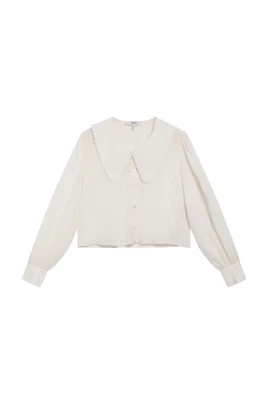 Crêpe de Chine Blus med Puffärm