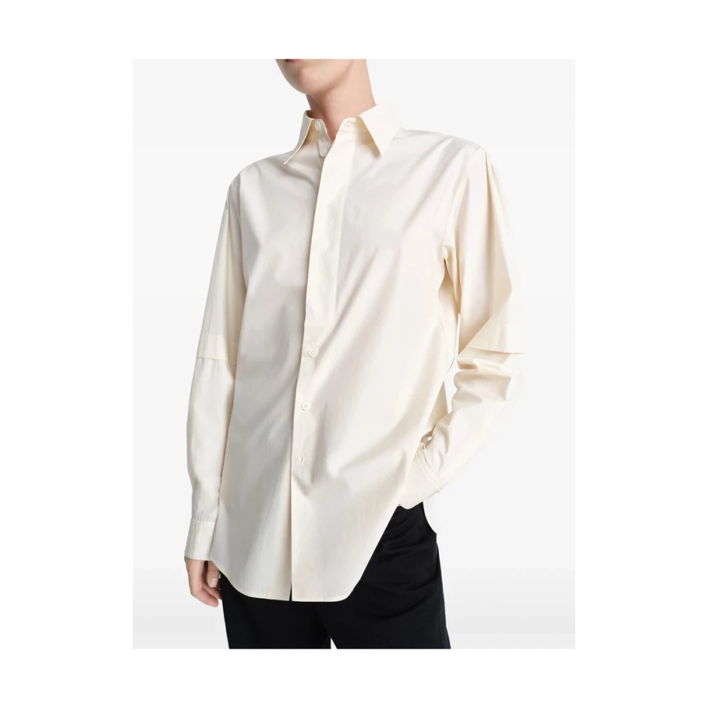 Lemaire Beige Overhemd met Opstaande Kraag en Korte Splitten Beige Dames