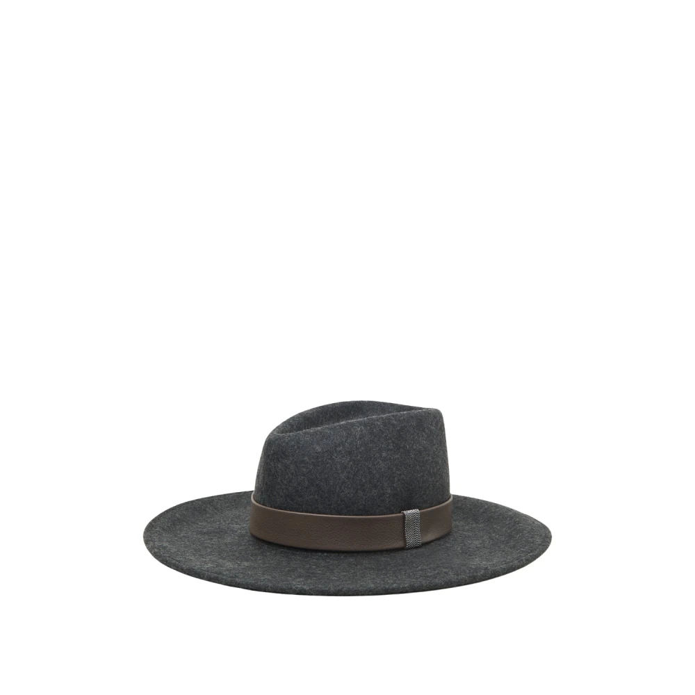 PESERICO Wolvilt brede rand fedora Gray Unisex