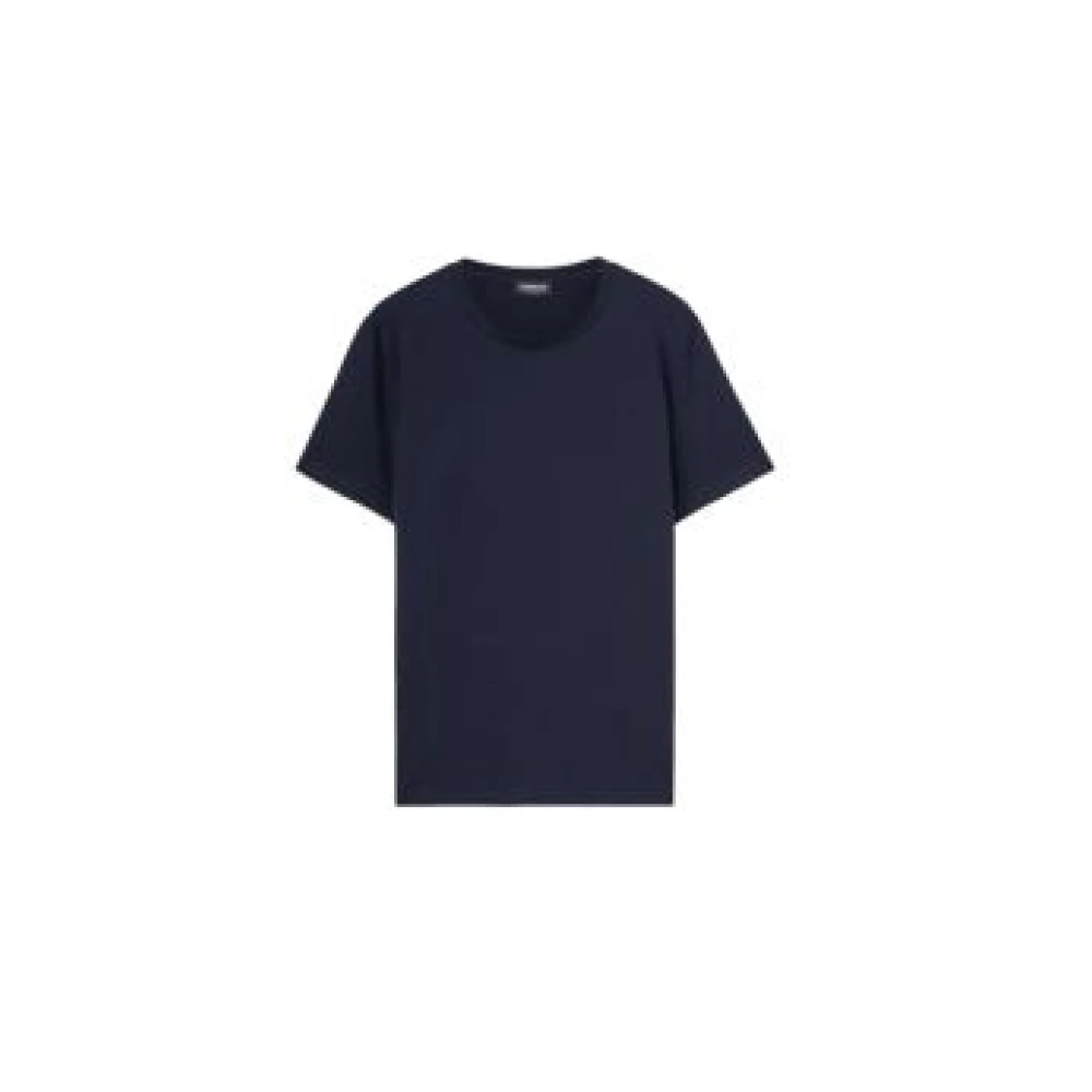 Dondup Blauwe T-shirts en Polos met D Logo Blue Heren