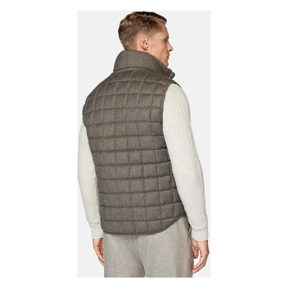 Boggi Milano Flanellen Gilet Gevuld Met Ganzenveren Gray Heren
