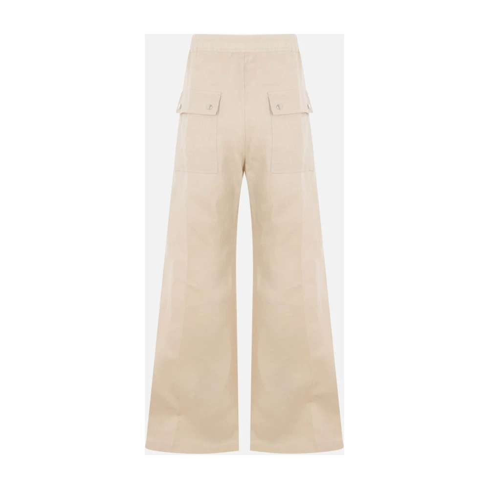 Rick Owens Wijde Linnen Broek Beige Heren