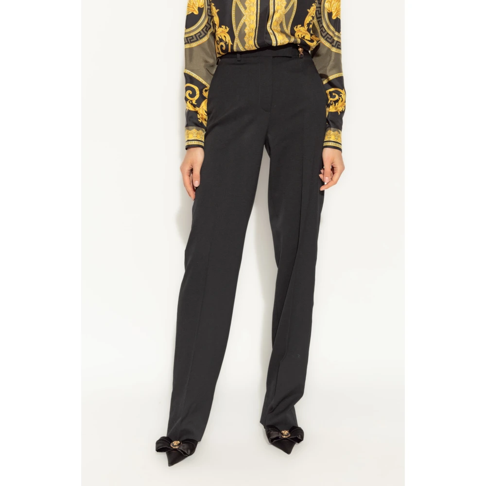 Versace Gekreukte broek Black Dames